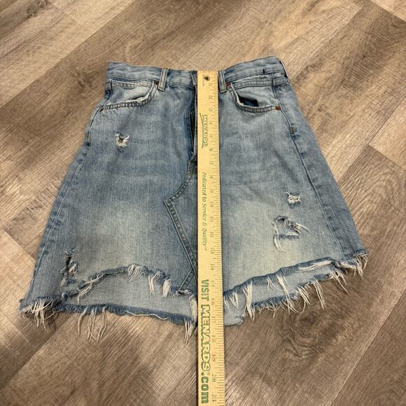 Zara Woman Distressed Light Wash Denim Skirt Size US 5 - Picture 11 of 12